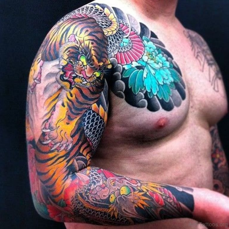 Fire themed dragon tattoo sleeve. 64 Attractive Dragon Tattoos For Arm