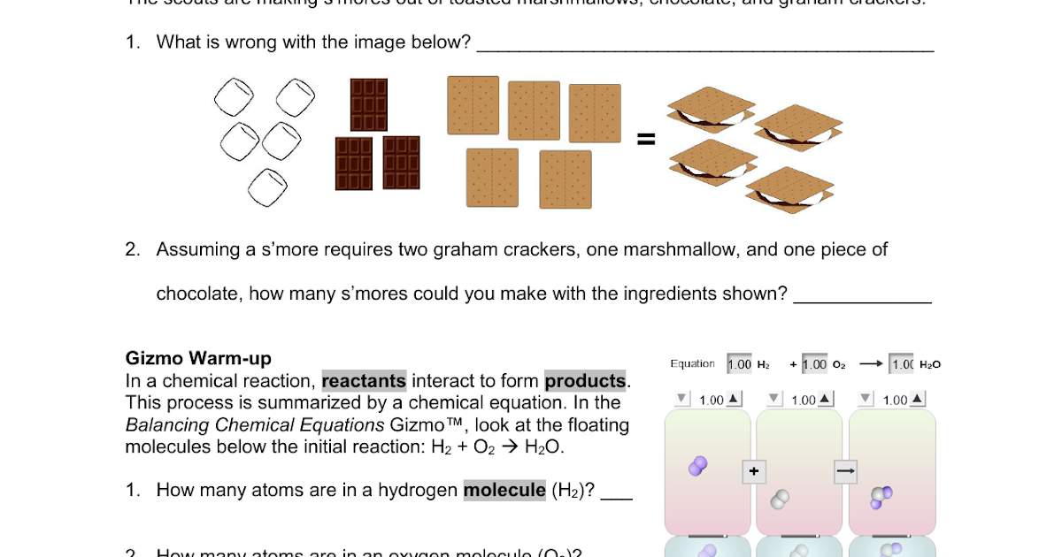 Girlfriendsofthecsra Student Exploration Balancing Chemical Equations Answers Gizmo Balancing Chemical Equations Activity B Tessshebaylo The Correct Answer Has All Common Factors Greater Than One Removed