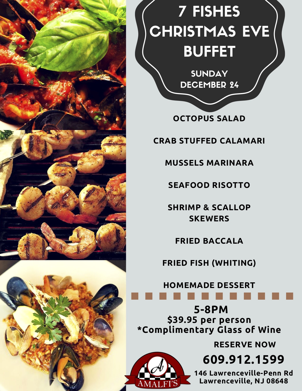 Christmas eve and christmas day dinners at philadelphia restaurants. 7 Fishes Christmas Eve Buffet Amalfis Restaurant Bar
