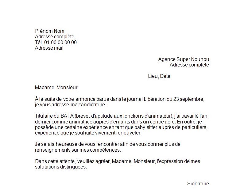 Application Letter Sample: Exemple De Lettre De Motivation 