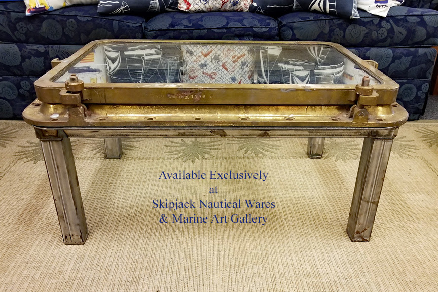Sailingstory wooden lighthouse round side table with storage, nautical round end table coffee table bar table with storage for living room. Authentic Ship S Brass Window Nautical Coffee Table Skipjack Nautical Wares
