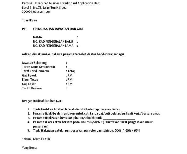 Contoh Surat Pengesahan Majikan Pekerka Asing