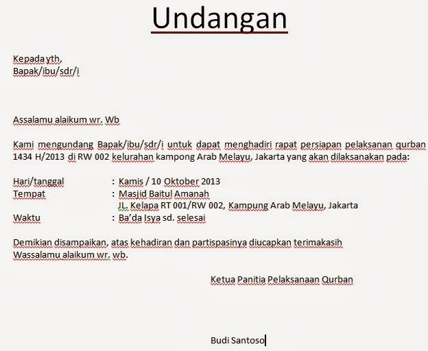 Contoh Undangan Pembubaran Panitia Pernikahan - Sinter D