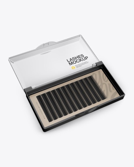 Download Opened Transparent Box with Lashes Mockup - Half Side View ...