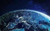 Telecommunication network above Europe viewed from space