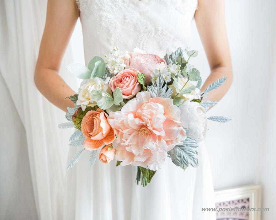 Maybe you would like to learn more about one of these? Diameter 9 Hand Tied Coral Peony Paper Bridal Bouquet Boho Paper Wedding Boho Paper Bouquet 2956743 Weddbook