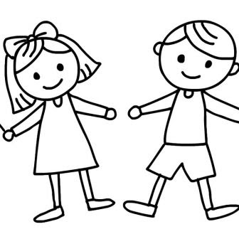 Drawing Line Drawing Of A Girl And Boy