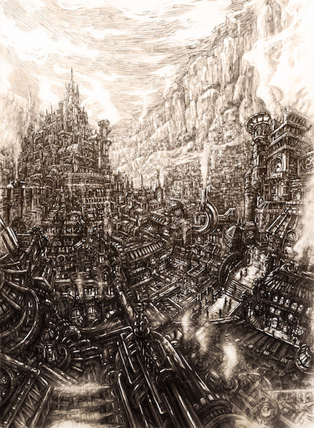 Kasword 背景 街 スチーム パンク イラスト