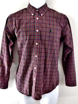 Ralph Lauren BOYS Red Plaid Long Sleeve Button Down Shirt Size Large 1618 EUC On Line