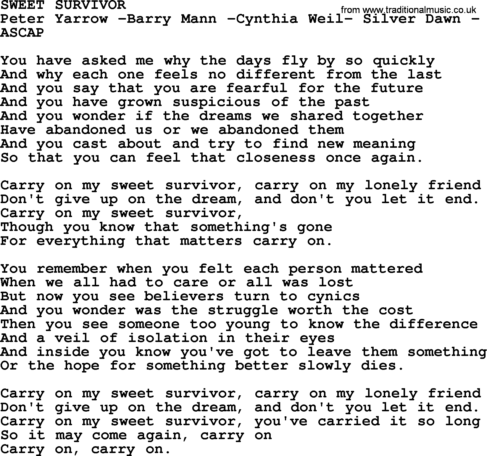 Survivor Lyrics Survior