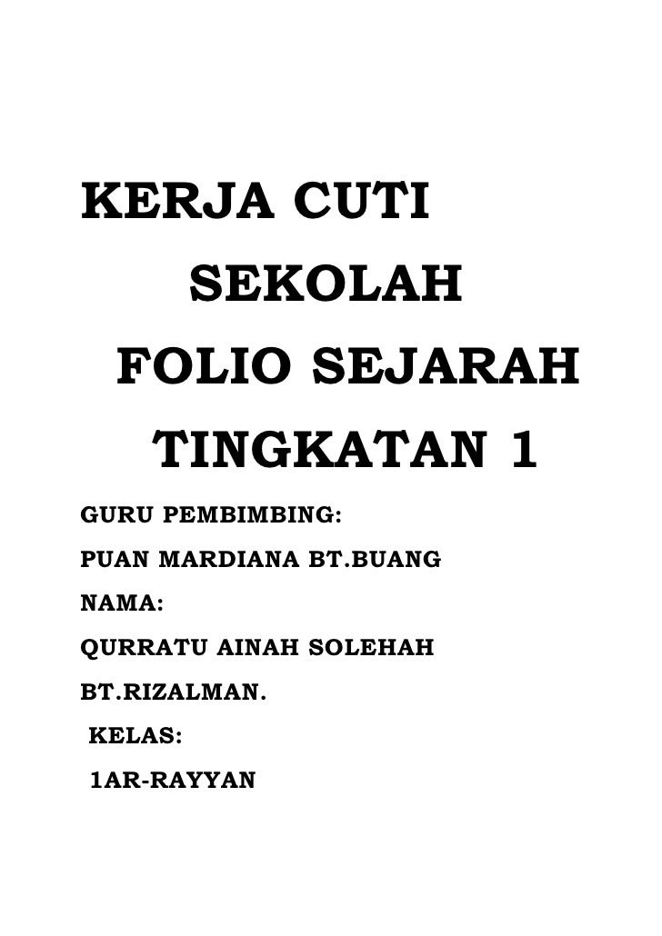 Contoh Folio Sejarah Darjah 4 - Contoh Niku