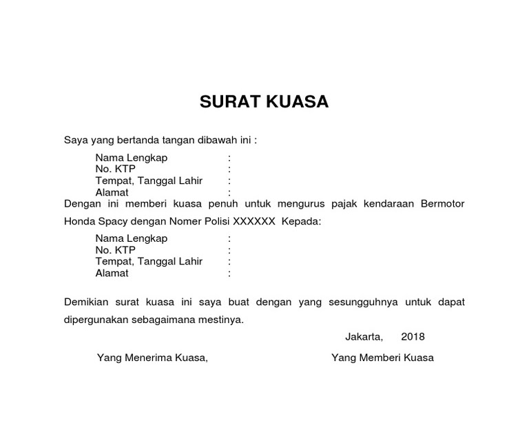 Contoh Surat Kuasa Pengurusan Stnk 5 Tahunan  Vigicle Walls