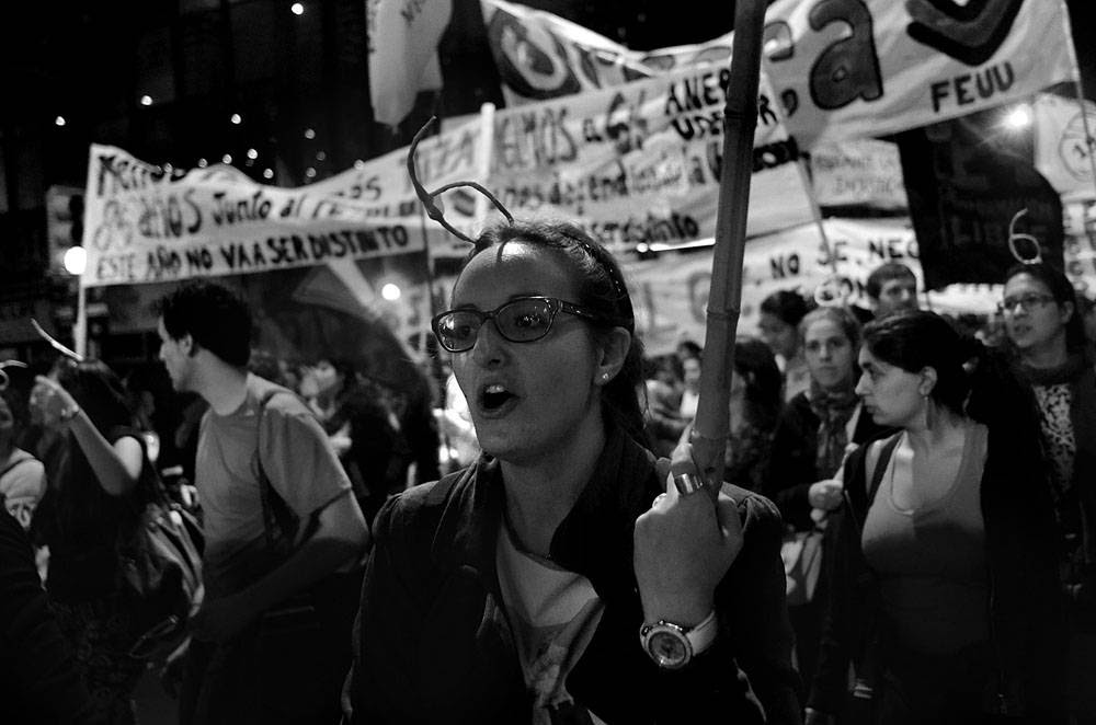 Movilización de la Feuu, ayer en 18 de Julio .Foto: Pablo Vignali