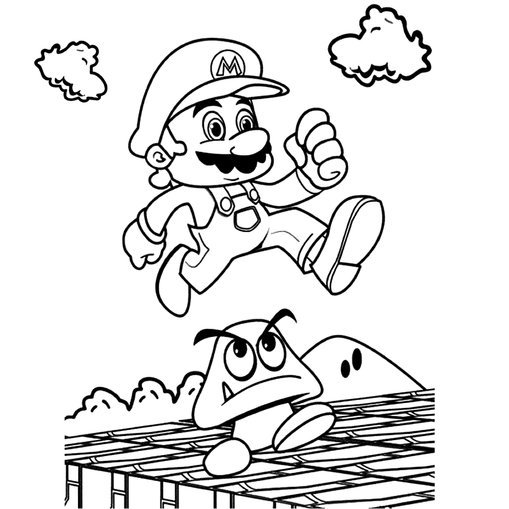 Super Mario Bros Kleurplaat Clever Crafts Mario Coloring Pages