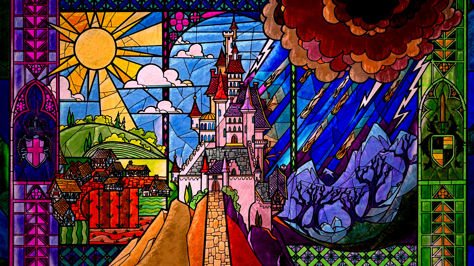 Fantastic beautiful stained glass wallpapers and. Stained Glass Wallpaper Beauty And The Beast Wallpaper 39325714 Fanpop