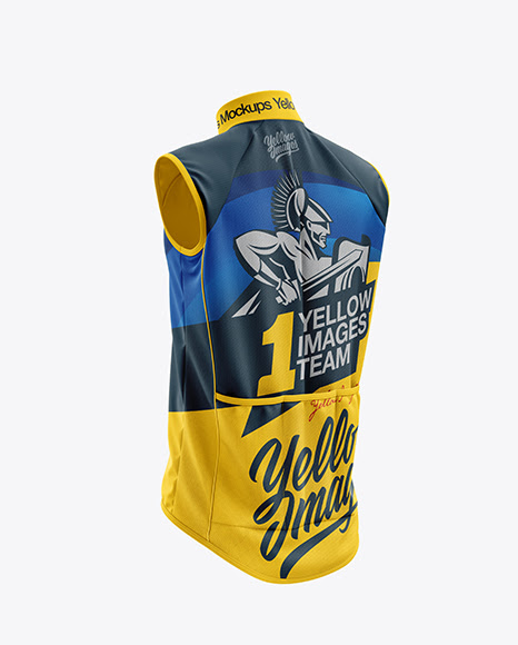 Download Free Men's Cycling Wind Vest mockup (Back Half Side View ...