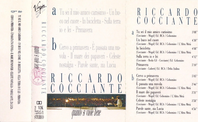 Mi ritrovo cosi' senza ali ne' mani pero' ancora non vinto aspettando domani qualcosa, un io senza di te io senza di te uno scherzo non e' mi ritrovo cosi' con un buco nel cuore senza voglia di andare e nemmeno di stare con l'odore del. Cassette Album Riccardo Cocciante Quando Si Vuole Bene Virgin Italy