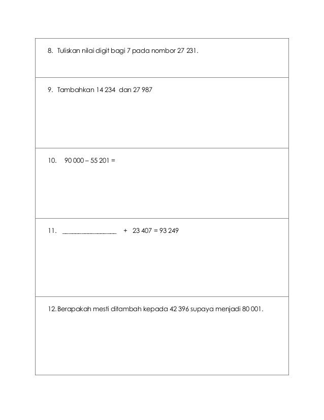 Latihan ulangkaji matematik tahun 4 kssr