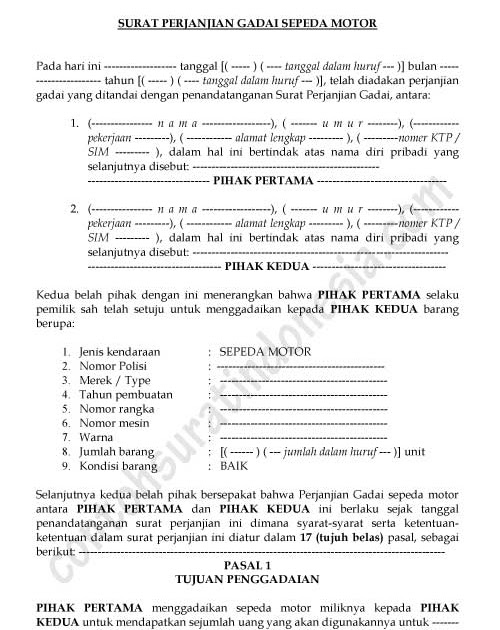 Contoh Surat Perjanjian Gadai Hp Contoh Surat