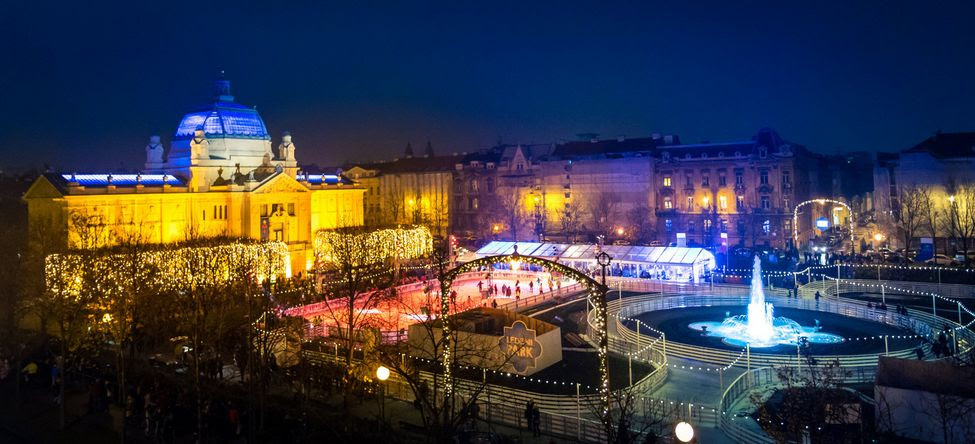 Ice Rink for Christmas season Zagreb Croatia King Tomislav Square