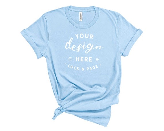 Download Free Baby Blue Bella Canvas 3001 T-Shirt Mockup On (PSD ...