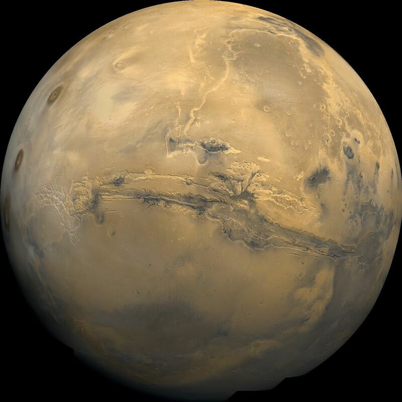 In the 1970s, Viking Orbiters captured hundreds of images of Mars. Many were stitched together to make this composite of <em>Valles Marineris</em>, a canyon stretching 1,864 miles across the planet's surface. 