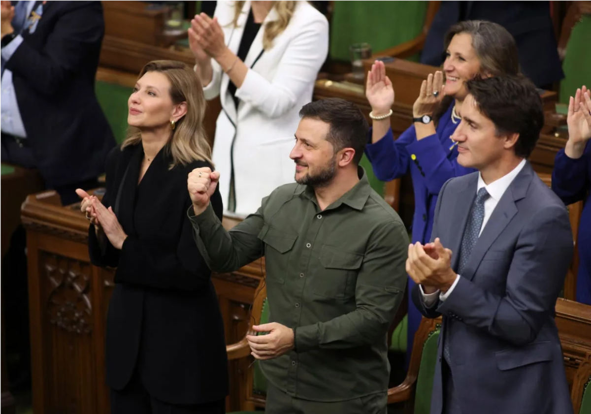 Photo of Trudeau with Zelenskyy applauding a Nazi war criminal.