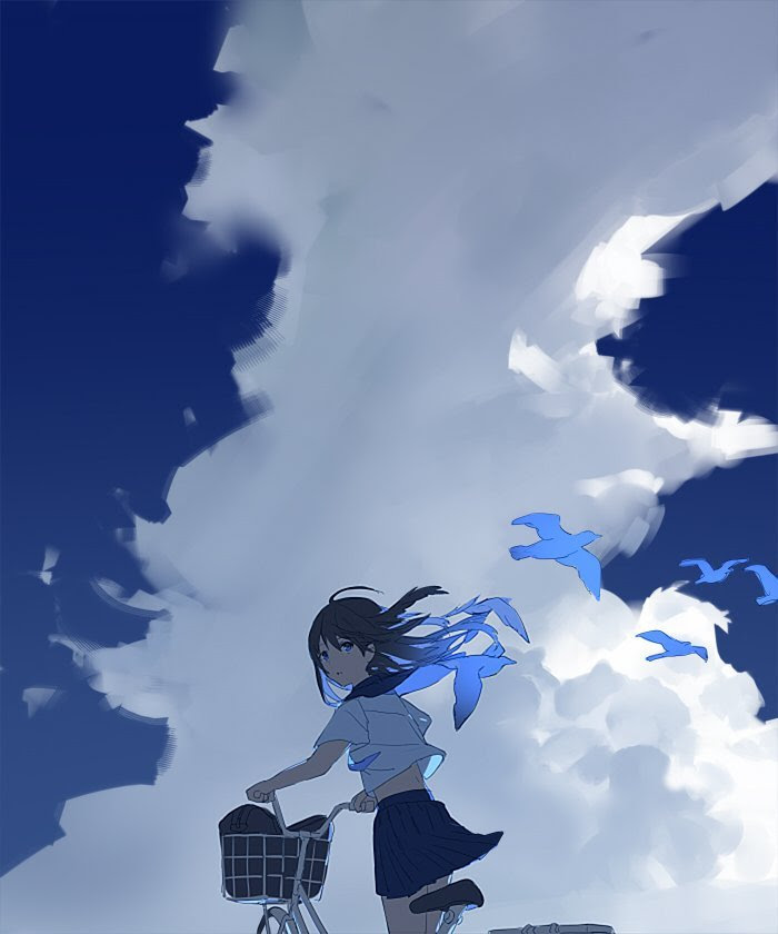 Anime Aesthetic Blue Clouds Largest Wallpaper Portal