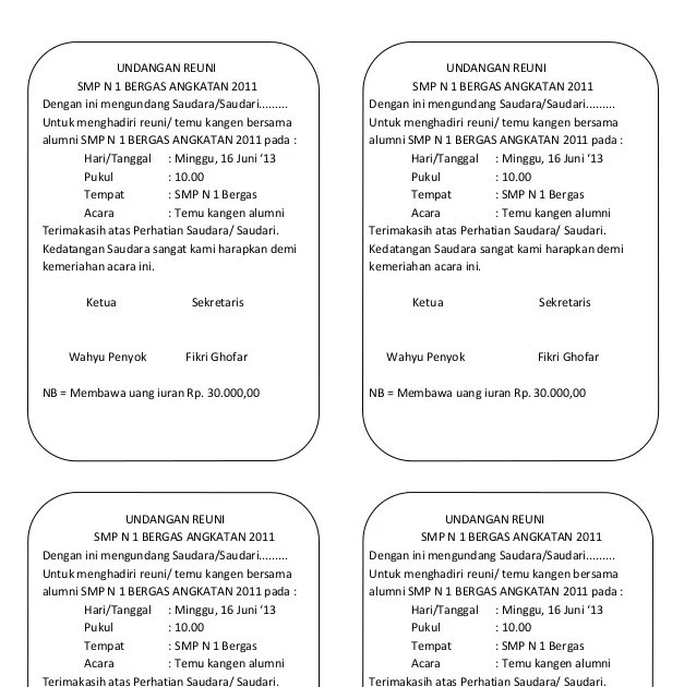 Contoh Undangan Reuni Smp.doc - Contoh Isi Undangan