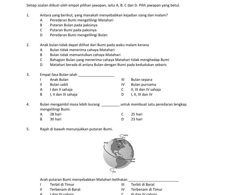 Soalan Sains Tahun 5 Fasa Bulan - Kuora 3