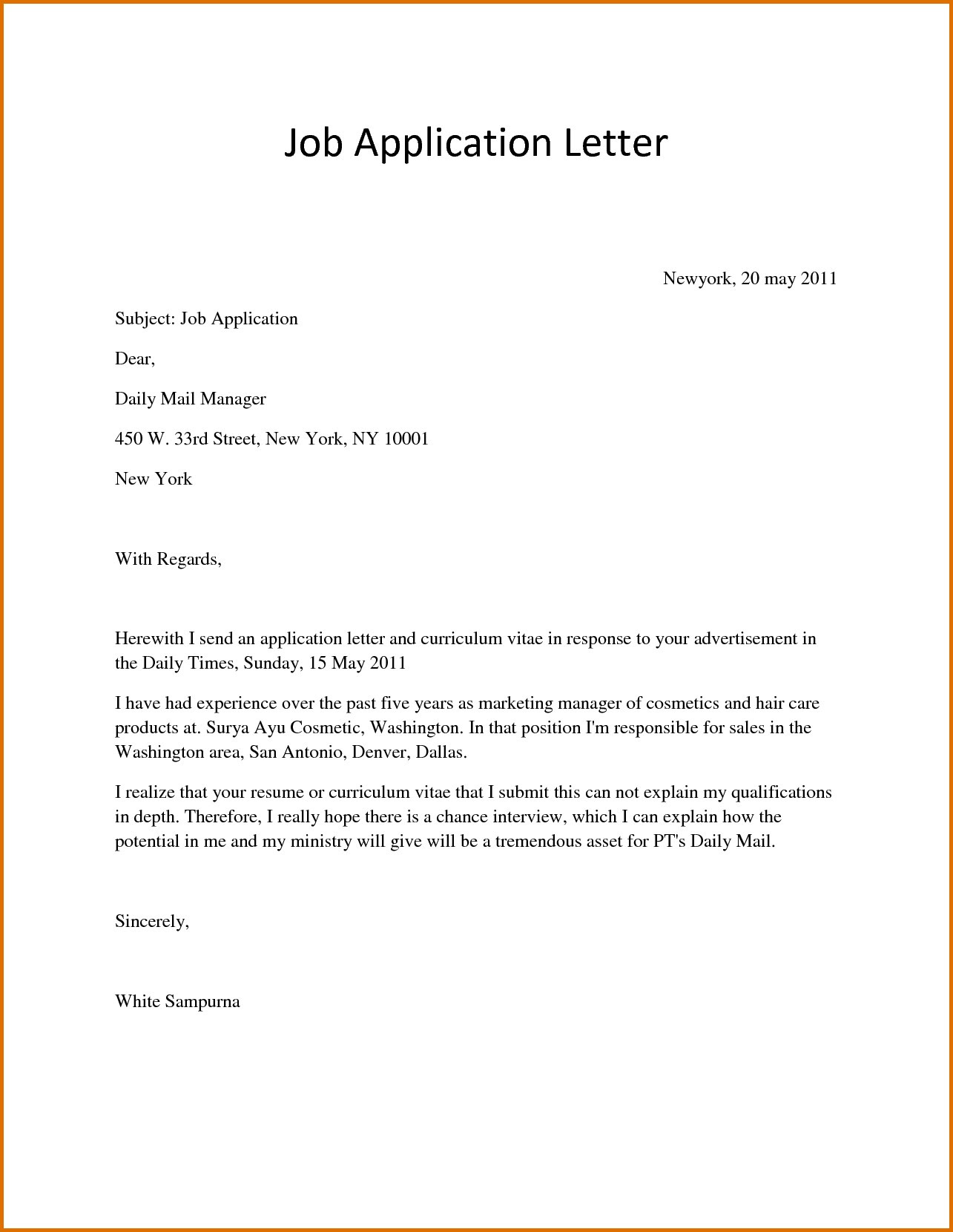 Sample Of Application Letter For Job Vacancy In Bank Job Retro