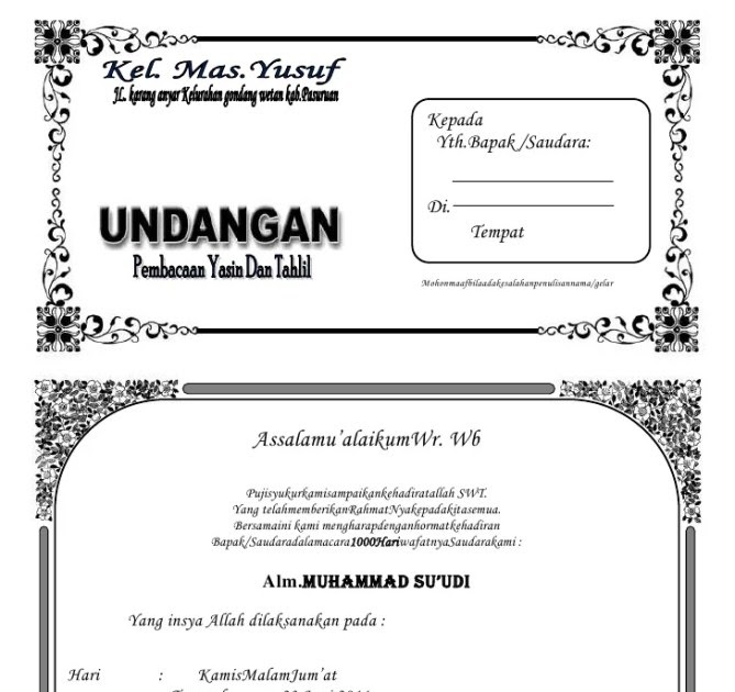 Contoh Undangan Kenduri Haji - Contoh Isi Undangan