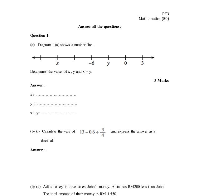 Soalan Matematik Pt3 - Lamaran R