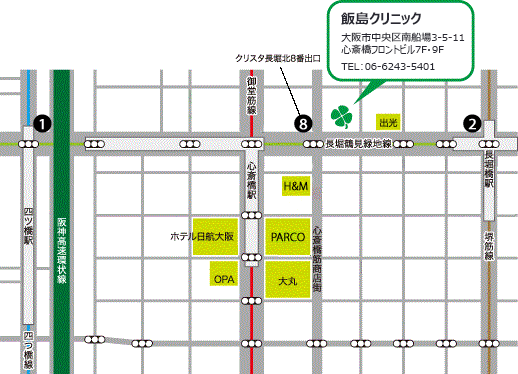 コンプリート 心斎橋 駅 出口 地図