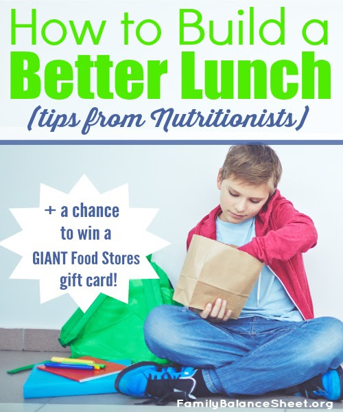 You will get a free entry in giant food sweepstakes after complete this talk to giant. How To Build A Better Lunch Tips From Nutritionists
