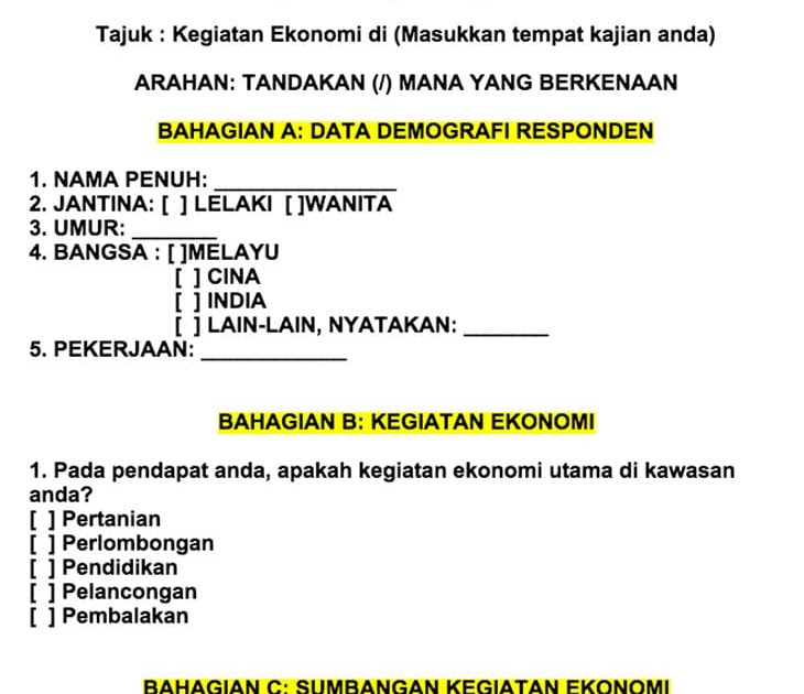 Contoh Soalan Soal Selidik Tentang Guna Tanah - Naskah i