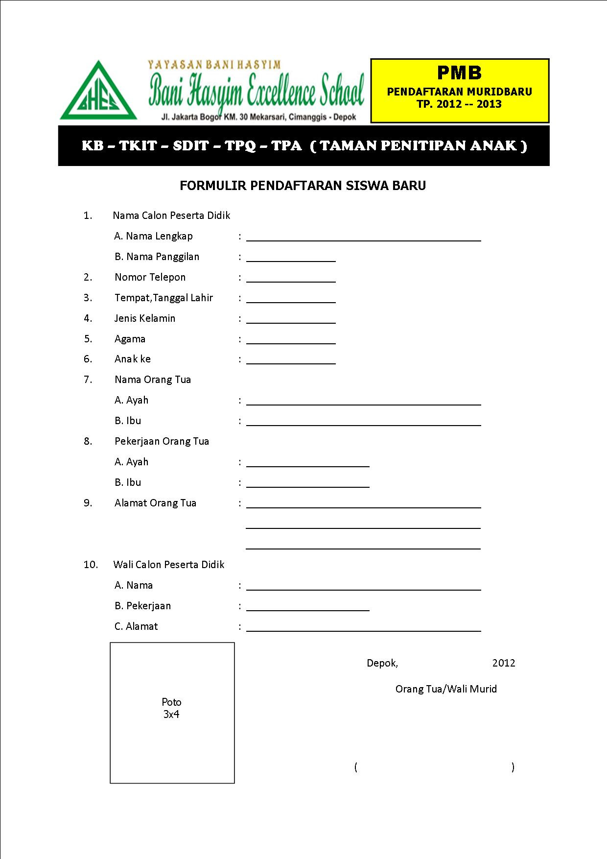 Contoh Announcement Pendaftaran Siswa Baru - Fontoh