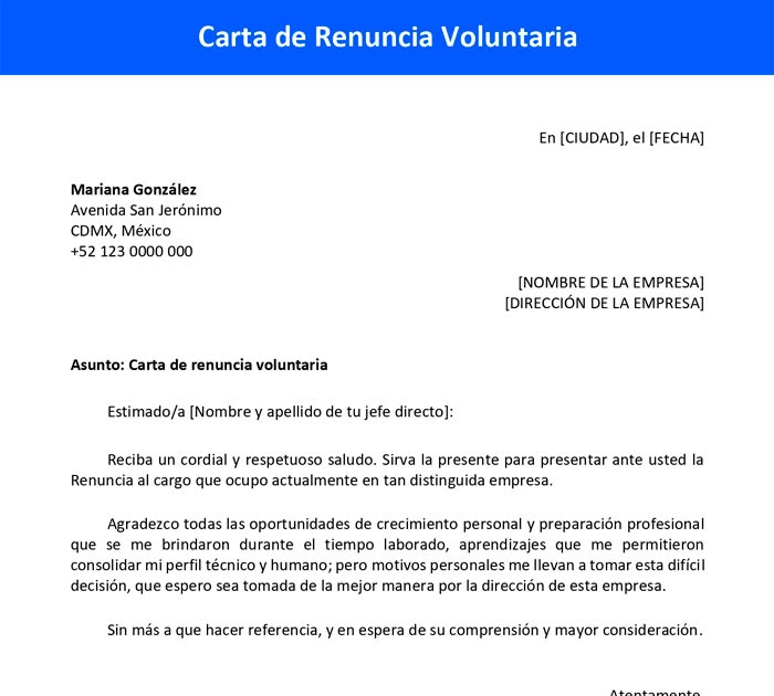 Carta De Renuncia Voluntaria Word - Lock Down b