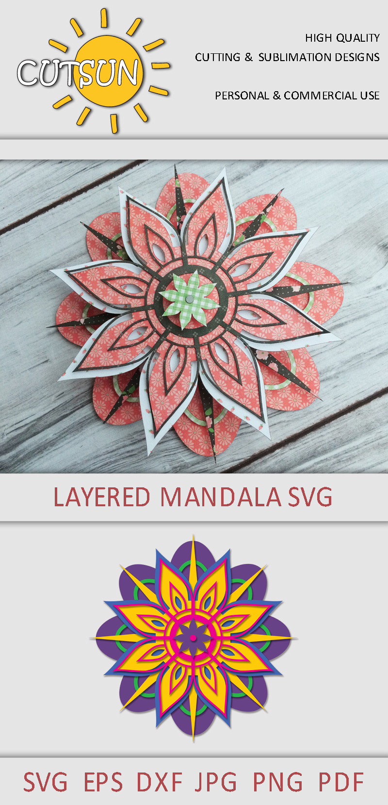 Download Sunflower Mandala Layered Svg Project - Free Layered SVG Files