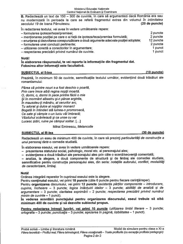 Subiect Bac 2017 Romana