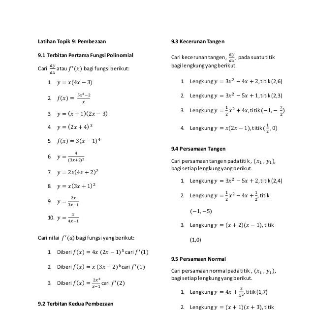 Contoh Soalan Matematik Tambahan Tingkatan 4 Pertengahan 