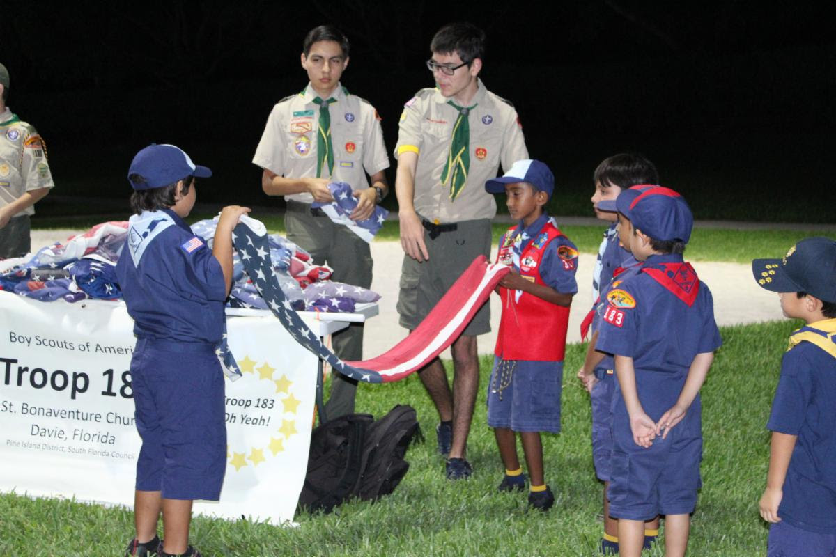 Boy Scout Troop 183 conducting a U.S. Flag Retirement Ceremony on November 11 2019