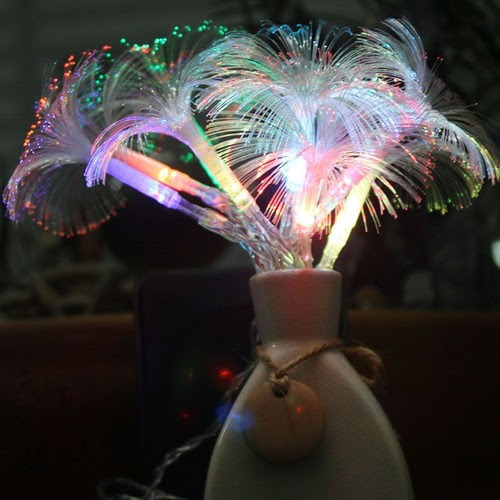 Led fiber optics light hanging chandelier, for indoor lighting. Fiber Optic String Lights Battery Powered Christmas Party Lamp Outdoor Garden Fairy Home Garden