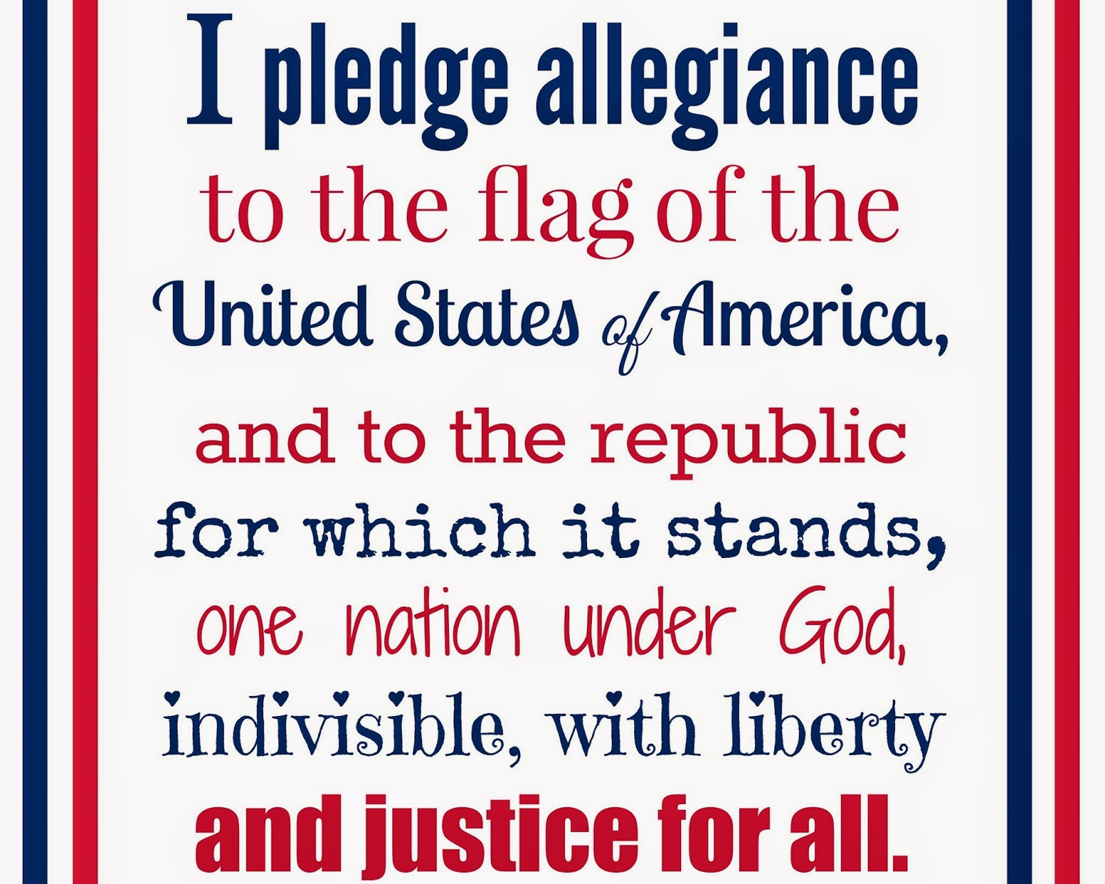 Click here for more free preschool resources! Free 4th Of July Printable Of The Pledge Of Allegiance The Things I Love Most
