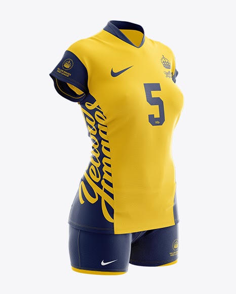 Download Free Mockups Women's Volleyball Kit with V-Neck Jersey ...