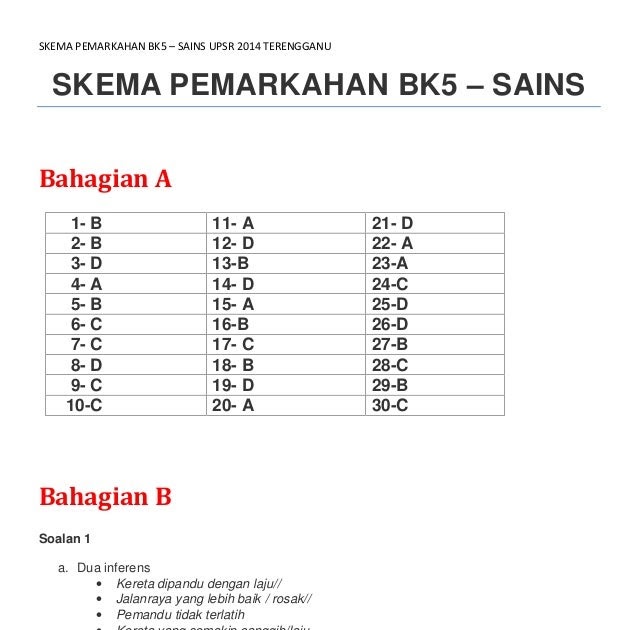 Skema Jawapan Upsr Sebenar 2018 - Escuelainfantilheidiland