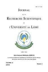 Université de lomé is a suburb in maritime togo. Journal Journal De La Recherche Scientifique De L Universite De Lome