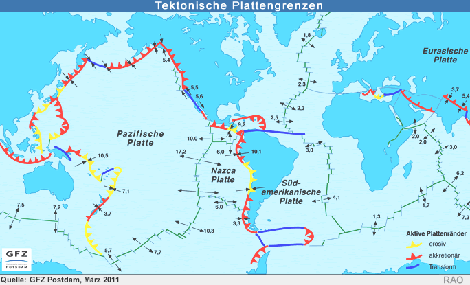 Karte mit den wichtigsten tektonischen platten der erde und ihren grenzen im detail. Raonline Edu Erdbeben Gefahrenkarte Und Tektonische Karte Zirkumpazifischer Feuerring Pacific Ring Of Fire