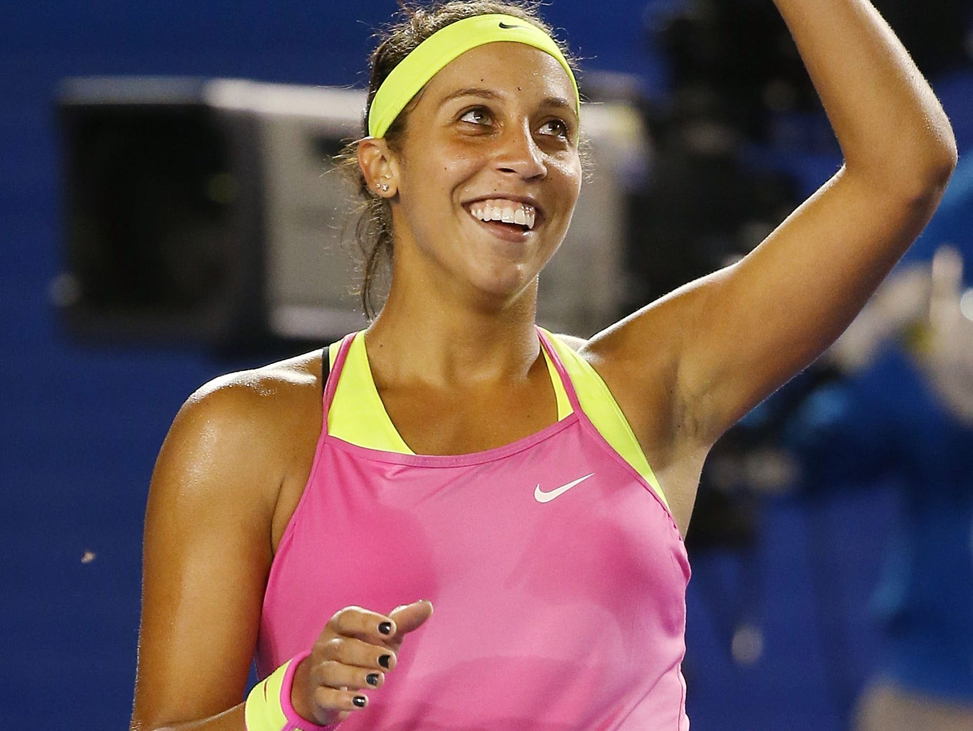 MELBOURNE, AUSTRALIA - JANUARY 24:  Madison Keys of the USA celebrates wiining in her third round match against Petra Kvitova of the Czech Republic during day six of the 2015 Australian Open at Melbourne Park on January 24, 2015 in Melbourne, Austral