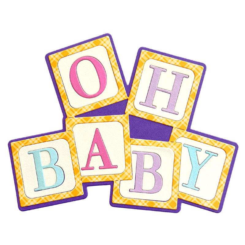 Image of Baby Blocks A2 Shaped Card Fold-it Die Set